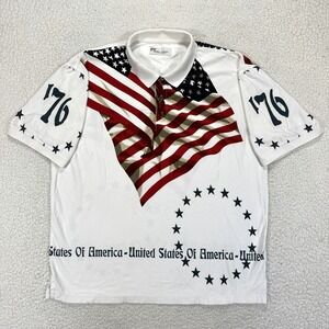American Summer USA Flag Polo Shirt Mens XL Patriotic Americana 4th Of July